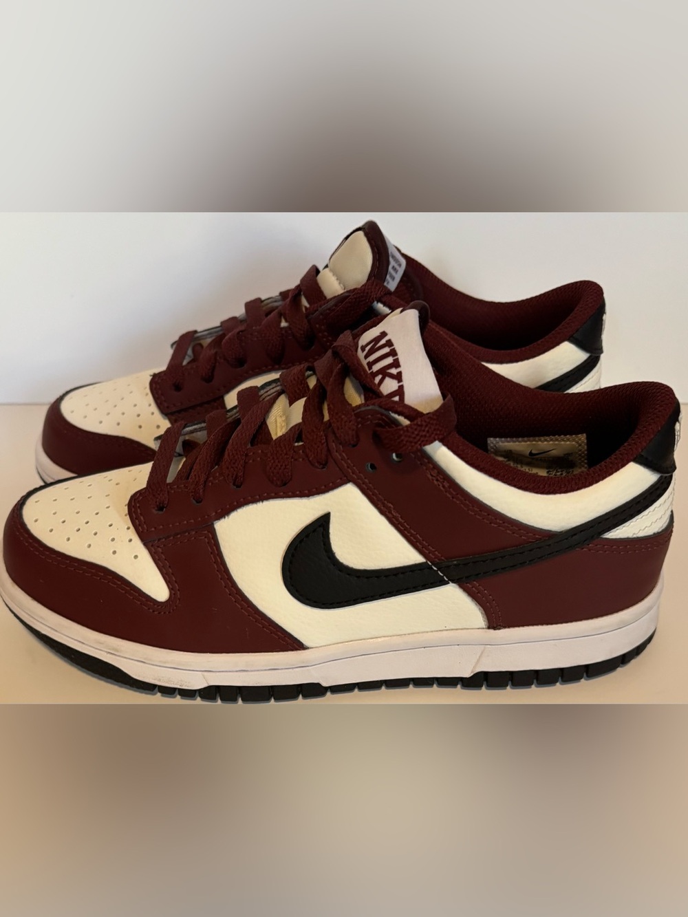 Nike Dunk Low Burgundy Team Red White Black | Youth 5Y (Women’s 6.5–7)